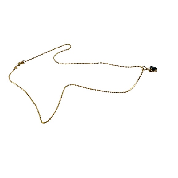 14K Yellow Gold Bead Chain Oval Natural Sapphire Pendant Necklace #15625 - Picture 9 of 9